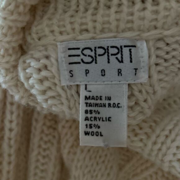 Vintage Esprit Sport Fisherman’s Wool Blend Sweater Unisex Large - Picture 7 of 11